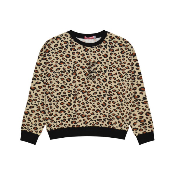 Μπλούζα φούτερ animal print λεοπάρ για κορίτσι Μπλούζα φούτερ animal print λεοπάρ για κορίτσι