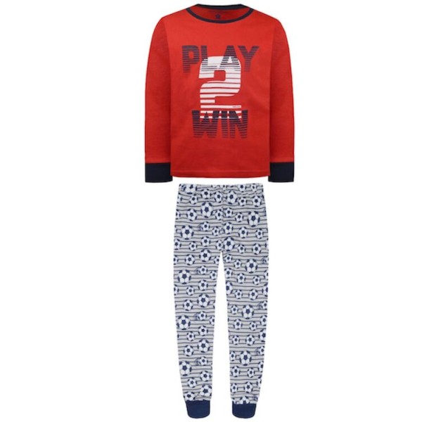 Πυζάμα βαμβακερή με τύπωμα μπάλες