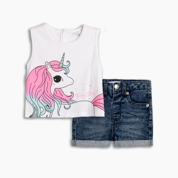 Σετ κορίτσι με τζιν σορτσάκι Funky