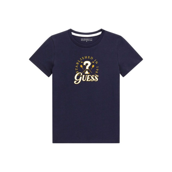 T-shirt με στάμπα μπροστά Guess