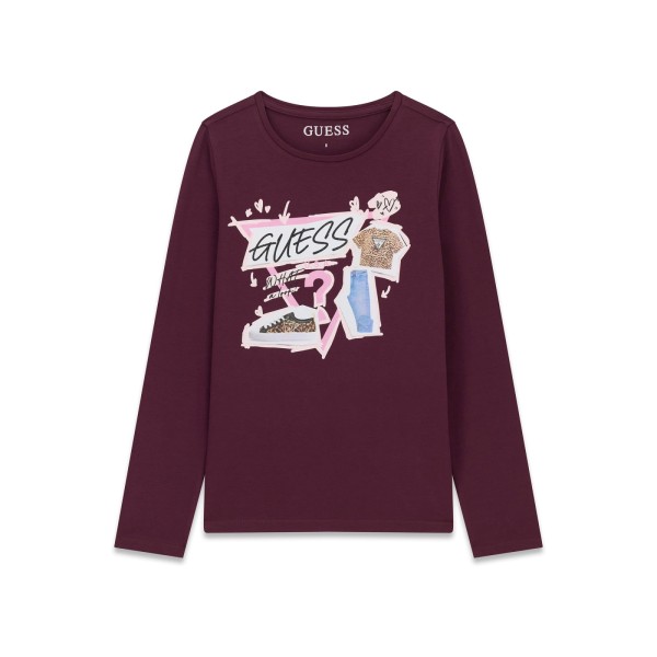 Μπλούζα λεπτή κορίτσι μπορντό Guess