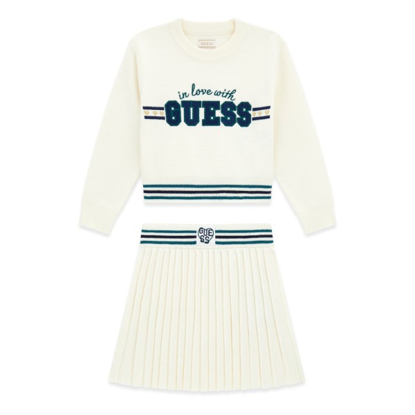 Σετ πλεκτό με φούστα κορίτσι εκρού Guess
