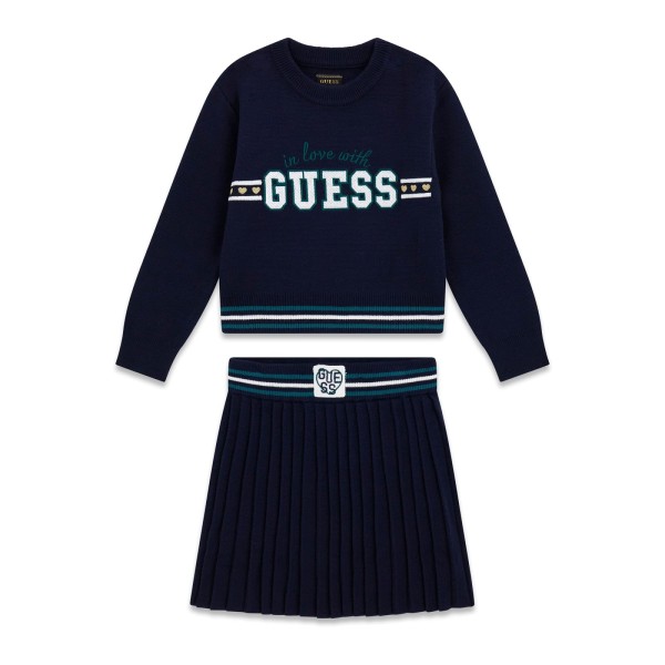 Σετ πλεκτό με φούστα κορίτσι μπλε σκούρο Guess Σετ πλεκτό με φούστα κορίτσι μπλε σκούρο Guess