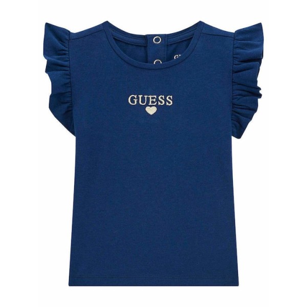 Μπλουζάκι μπλε με βολάν Guess