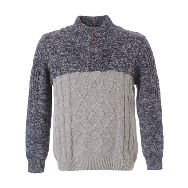 Πουλόβερ με διχρωμία και κουμπάκια στο λαιμό